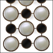 Mirror in bronze finish and black glass rounds 119-Rings Convex