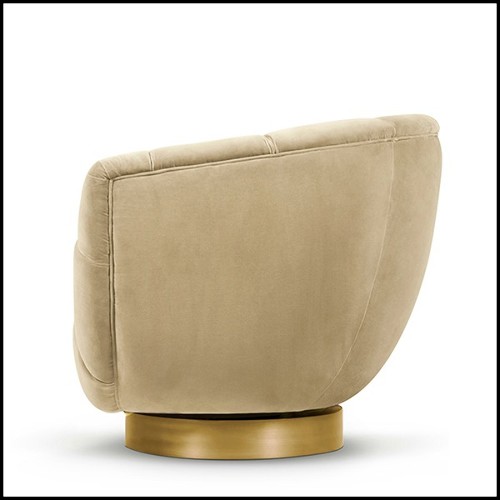 Armchair in solid wood covered with beige velvet 155-Snug