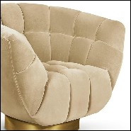 Armchair in solid wood covered with beige velvet 155-Snug