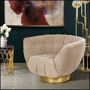 Armchair in solid wood covered with beige velvet 155-Snug