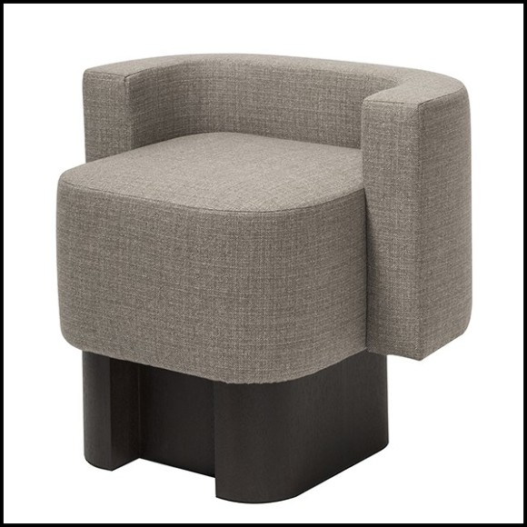 Fauteuil en noyer massif finition foncée et couvert cachemire et laine 189-Bergam