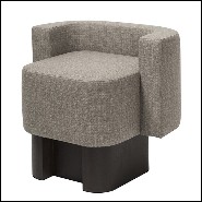 Fauteuil en noyer massif finition foncée et couvert cachemire et laine 189-Bergam