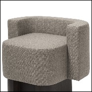 Fauteuil en noyer massif finition foncée et couvert cachemire et laine 189-Bergam