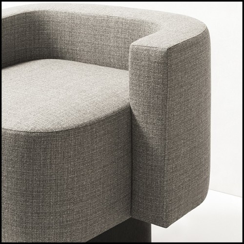 Fauteuil en noyer massif finition foncée et couvert cachemire et laine 189-Bergam