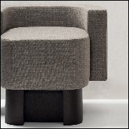 Fauteuil en noyer massif finition foncée et couvert cachemire et laine 189-Bergam