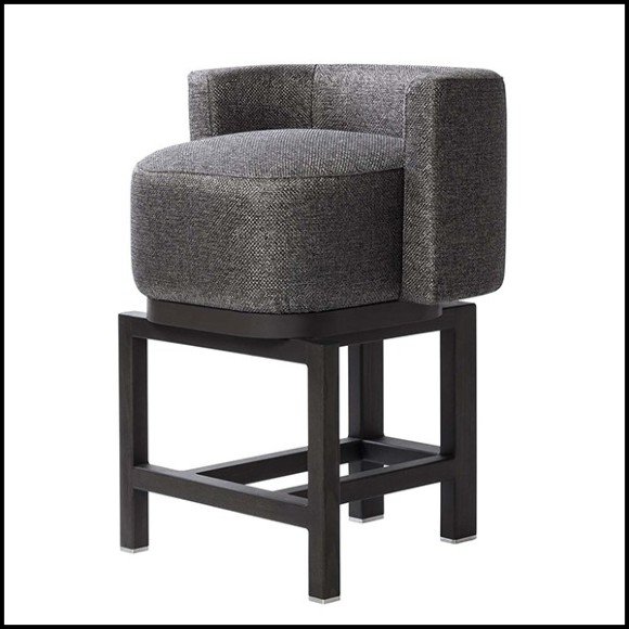 Tabouret de bar en noyer massif et couvert avec cachemire et laine 189-Bergam