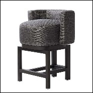 Tabouret de bar en noyer massif et couvert avec cachemire et laine 189-Bergam