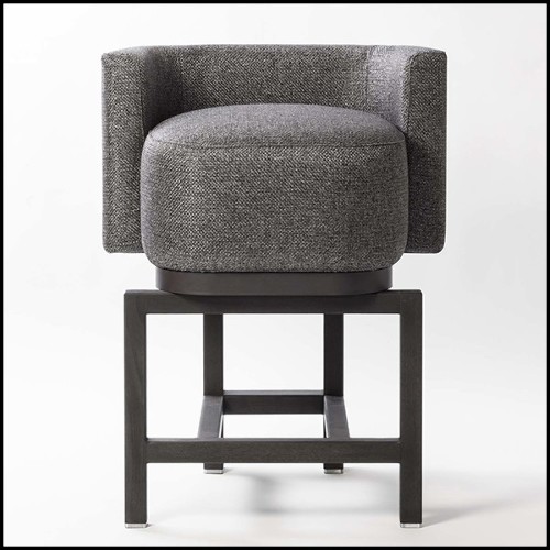 Tabouret de bar en noyer massif et couvert avec cachemire et laine 189-Bergam