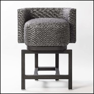 Bar stool in solid walnut with cashmere and wool fabric 189-Bergam