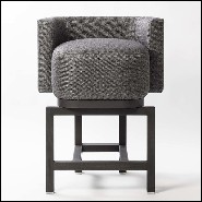 Tabouret de bar en noyer massif et couvert avec cachemire et laine 189-Bergam