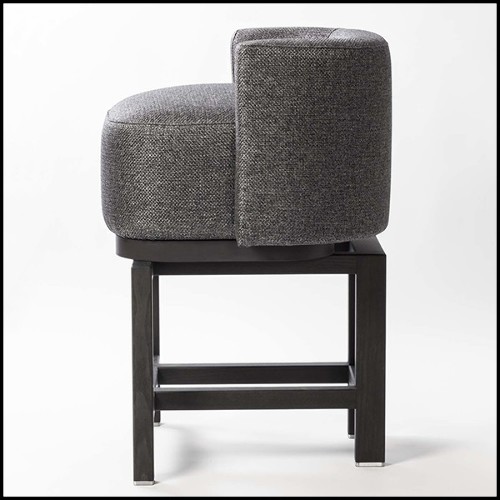 Bar stool in solid walnut with cashmere and wool fabric 189-Bergam