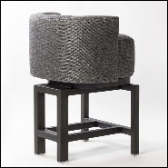 Bar stool in solid walnut with cashmere and wool fabric 189-Bergam