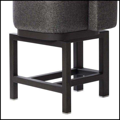 Bar stool in solid walnut with cashmere and wool fabric 189-Bergam