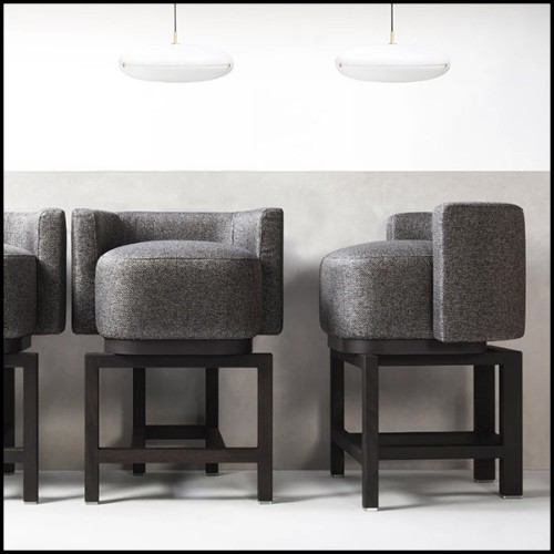 Bar stool in solid walnut with cashmere and wool fabric 189-Bergam