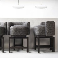 Tabouret de bar en noyer massif et couvert avec cachemire et laine 189-Bergam