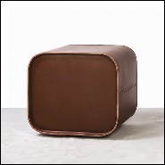 Tabouret en forme de cube en cuir marron 189-Cube Leather
