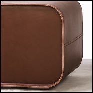 Tabouret en forme de cube en cuir marron 189-Cube Leather