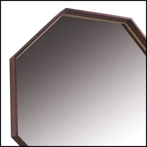 Mirror in ash wood and brushed brass finish frame 163-Hocto Ash