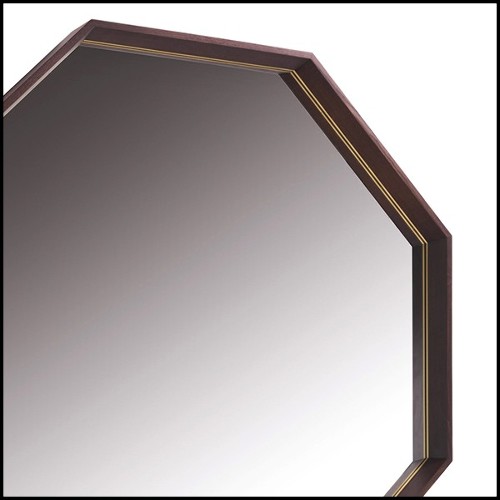 Miroir en frêne massif finition noyer cadre et inserts finition laiton brossé 163-Hocto Ash