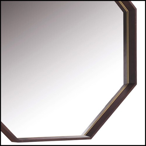 Miroir en frêne massif finition noyer cadre et inserts finition laiton brossé 163-Hocto Ash