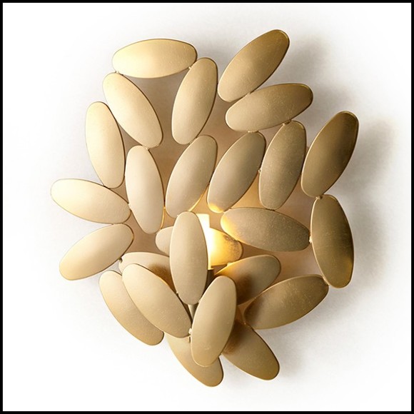 Applique muralee en acier soudée en forme de feuille plaquée or 24k 107-Multileaves Gold