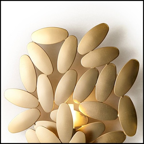 Applique muralee en acier soudée en forme de feuille plaquée or 24k 107-Multileaves Gold