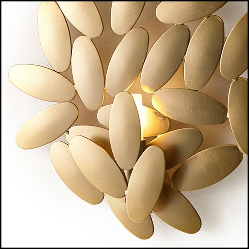 Applique muralee en acier soudée en forme de feuille plaquée or 24k 107-Multileaves Gold