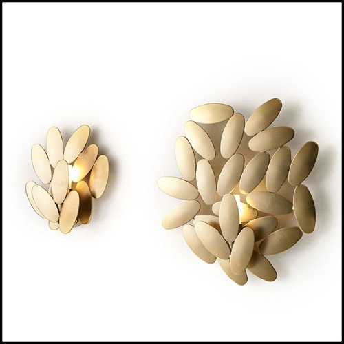 Applique muralee en acier soudée en forme de feuille plaquée or 24k 107-Multileaves Gold