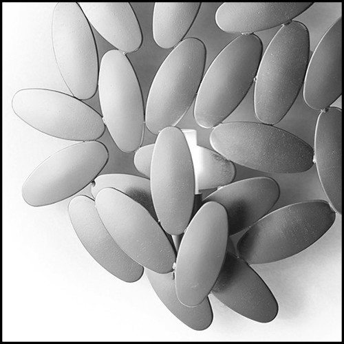 Applique en acier en forme de feuille en finition argentée 107-Multileaves Silver