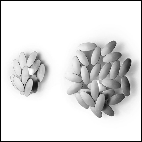 Applique en acier en forme de feuille en finition argentée 107-Multileaves Silver