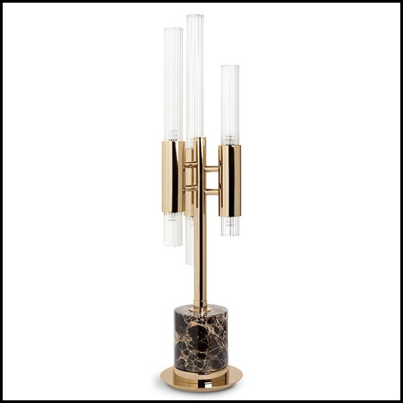 Table lamp in polished brass finish with marble crystal glass 164-Fall