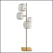 Floor lamp in polished gold finish and Pyrex glass cubes 194-Glass Cubes