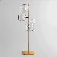 Lampadaire finition or poli avec cubes en verre soufflé 194-Glass Cubes