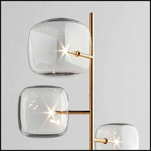 Floor lamp in polished gold finish and Pyrex glass cubes 194-Glass Cubes