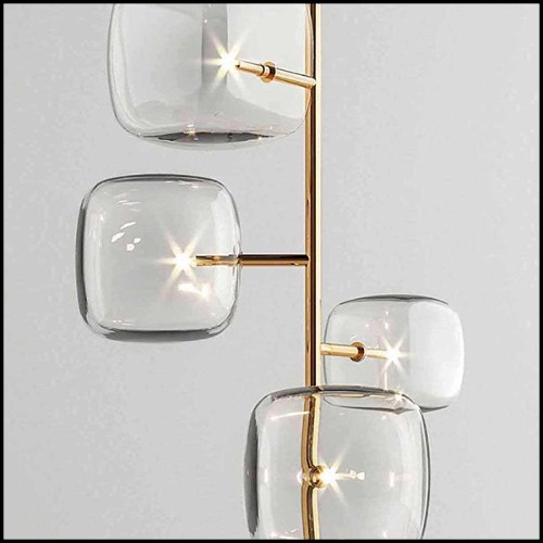 Floor lamp in polished gold finish and Pyrex glass cubes 194-Glass Cubes