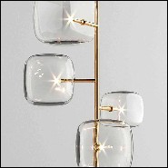Floor lamp in polished gold finish and Pyrex glass cubes 194-Glass Cubes