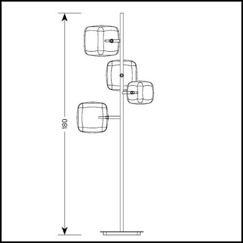 Floor lamp in polished gold finish and Pyrex glass cubes 194-Glass Cubes