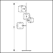 Lampadaire finition or poli avec cubes en verre soufflé 194-Glass Cubes