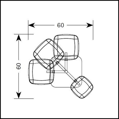 Lampadaire finition or poli avec cubes en verre soufflé 194-Glass Cubes