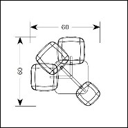 Lampadaire finition or poli avec cubes en verre soufflé 194-Glass Cubes