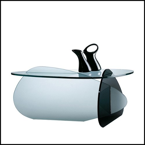 Coffee table made with frosted and smocked glass 194-Glass Pebbles