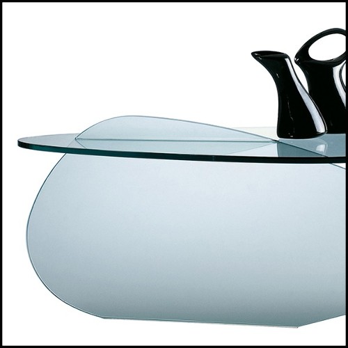 Coffee table made with frosted and smocked glass 194-Glass Pebbles