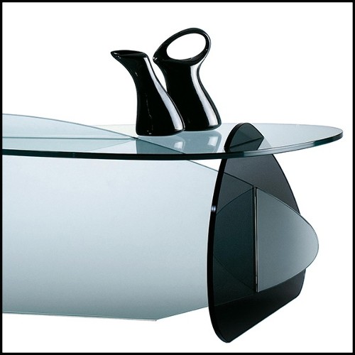 Coffee table made with frosted and smocked glass 194-Glass Pebbles