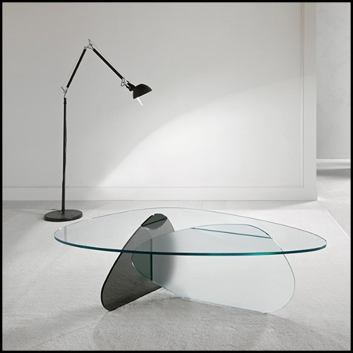 Coffee table made with frosted and smocked glass 194-Glass Pebbles