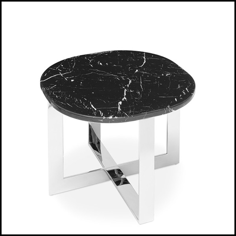 Side table in chrome finish with black marble top 162-Nolan Chrome
