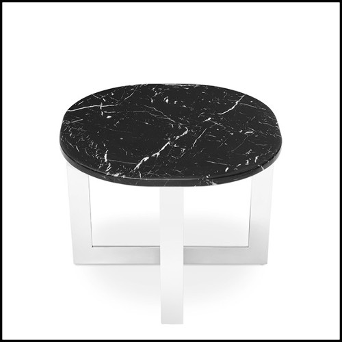 Side table in chrome finish with black marble top 162-Nolan Chrome