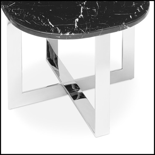 Side table in chrome finish with black marble top 162-Nolan Chrome
