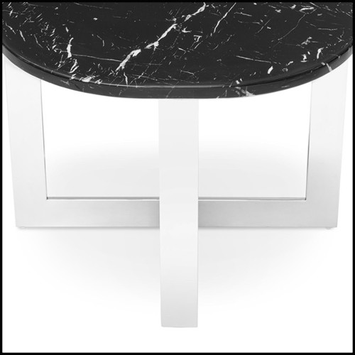 Side table in chrome finish with black marble top 162-Nolan Chrome