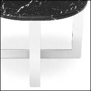 Table d'appoint en finition chromée et marbre noir 162-Nolan Chrome