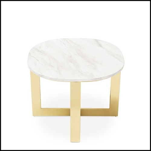 Side table in gold finish with white marble top 162-Nolan Gold